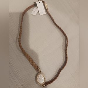 WHBM Semi Precious Stone Leather Necklace